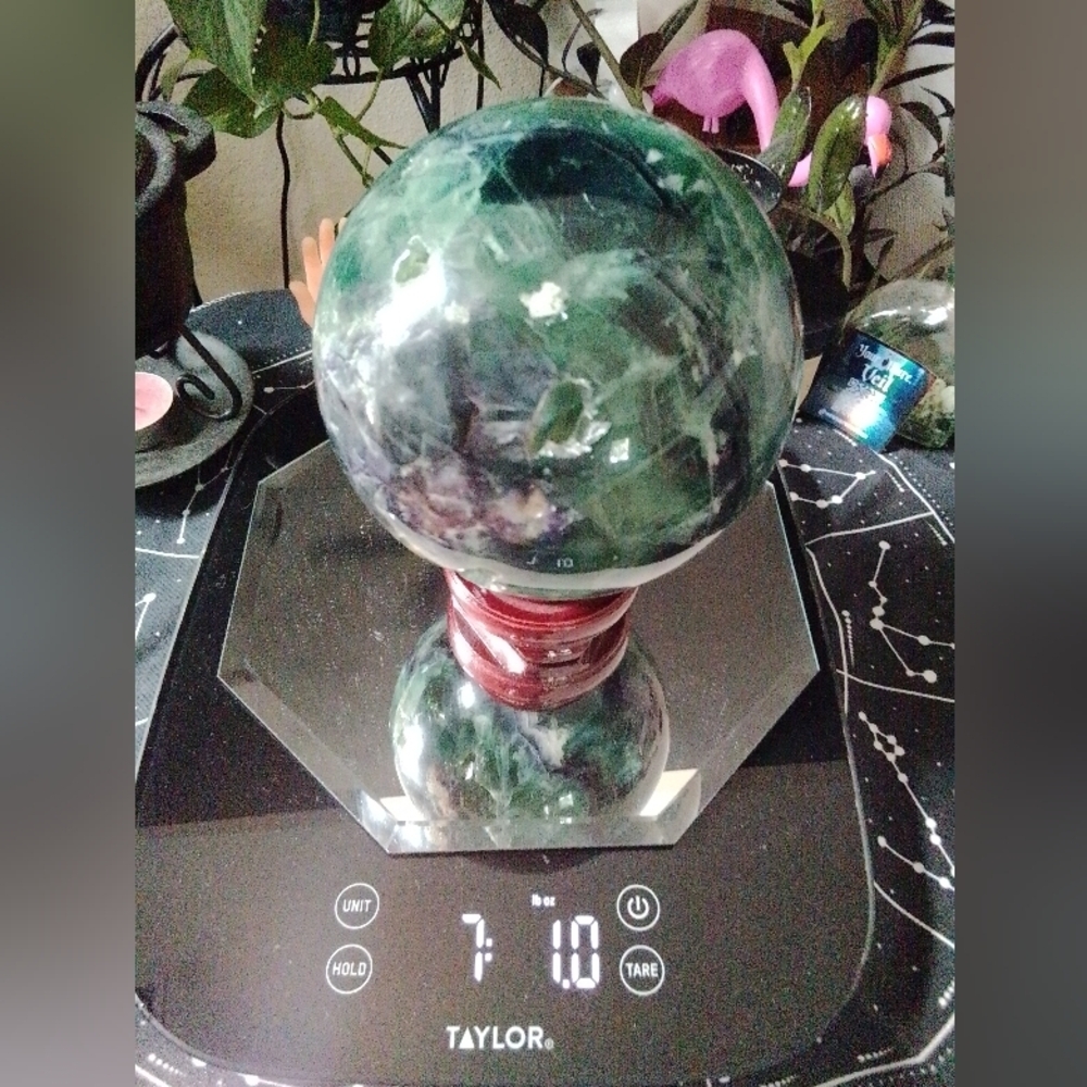 7.1 LB HUGE Druzy Statement Fluorite Crystal Ball Sphere Mineral & Many Rainbows - Picture 3 of 13